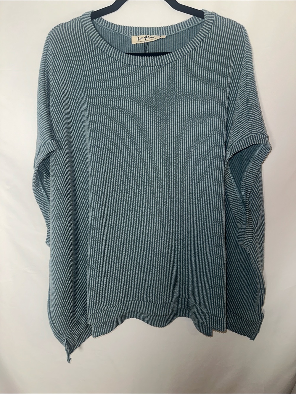 Three Bird Nest Ribbed Scoop Neck Sweater in Seafoam Blue